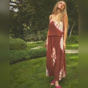 Anthropologie The ODells Cora dress tie dye rust color maxi sz Small